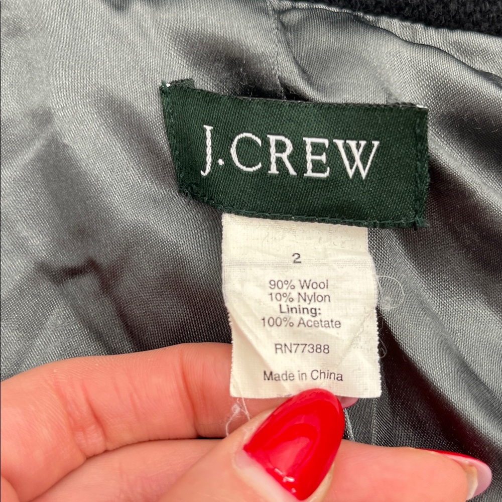 J.Crew Black Wool Blend Double Breasted Belted Peacoat Jacket Size 2 - Picture 9 of 14